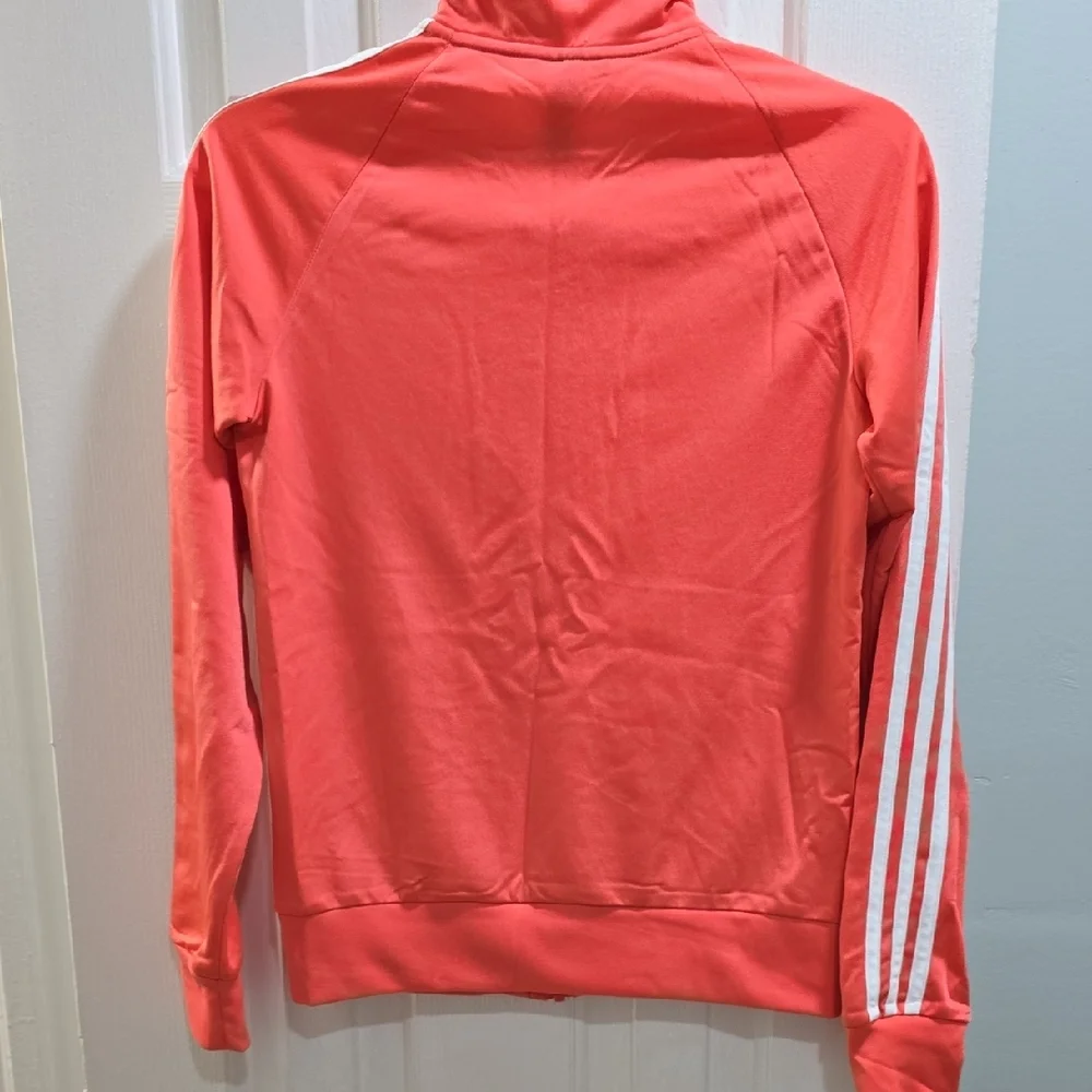 Adidas Pink/Coral Zip-Up Jacket with White Stripes Woman's Size XS - Picture 12 of 13